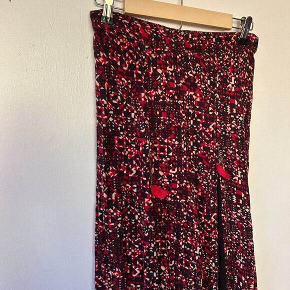 Fusion Gaucho Pants Womens Medium Asian Red Capri Tie Waist Wide Leg - Picture 4 of 9